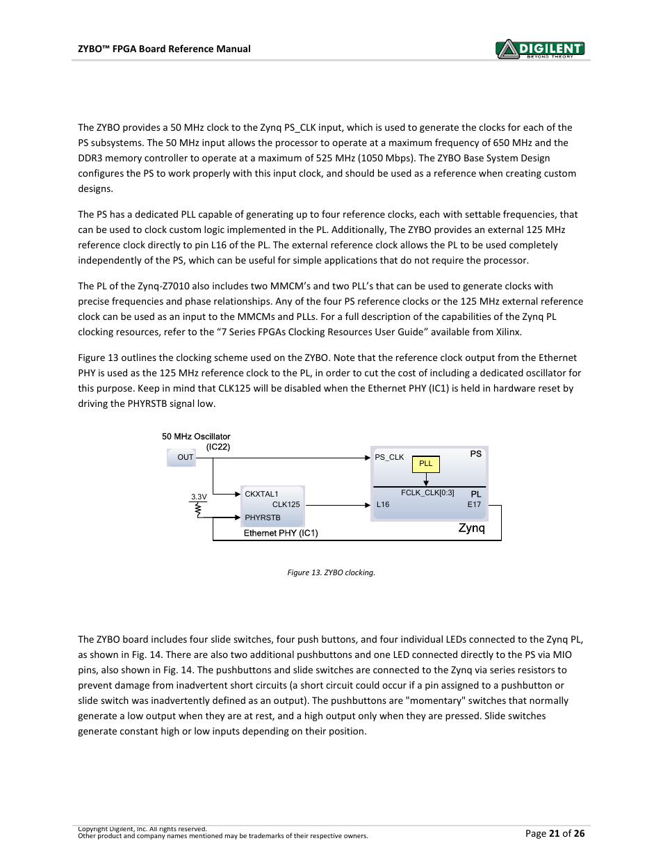 12 clock sources, 13 basic i/o, Zynq | Digilent 410-279P-KIT User Manual | Page 21 / 26