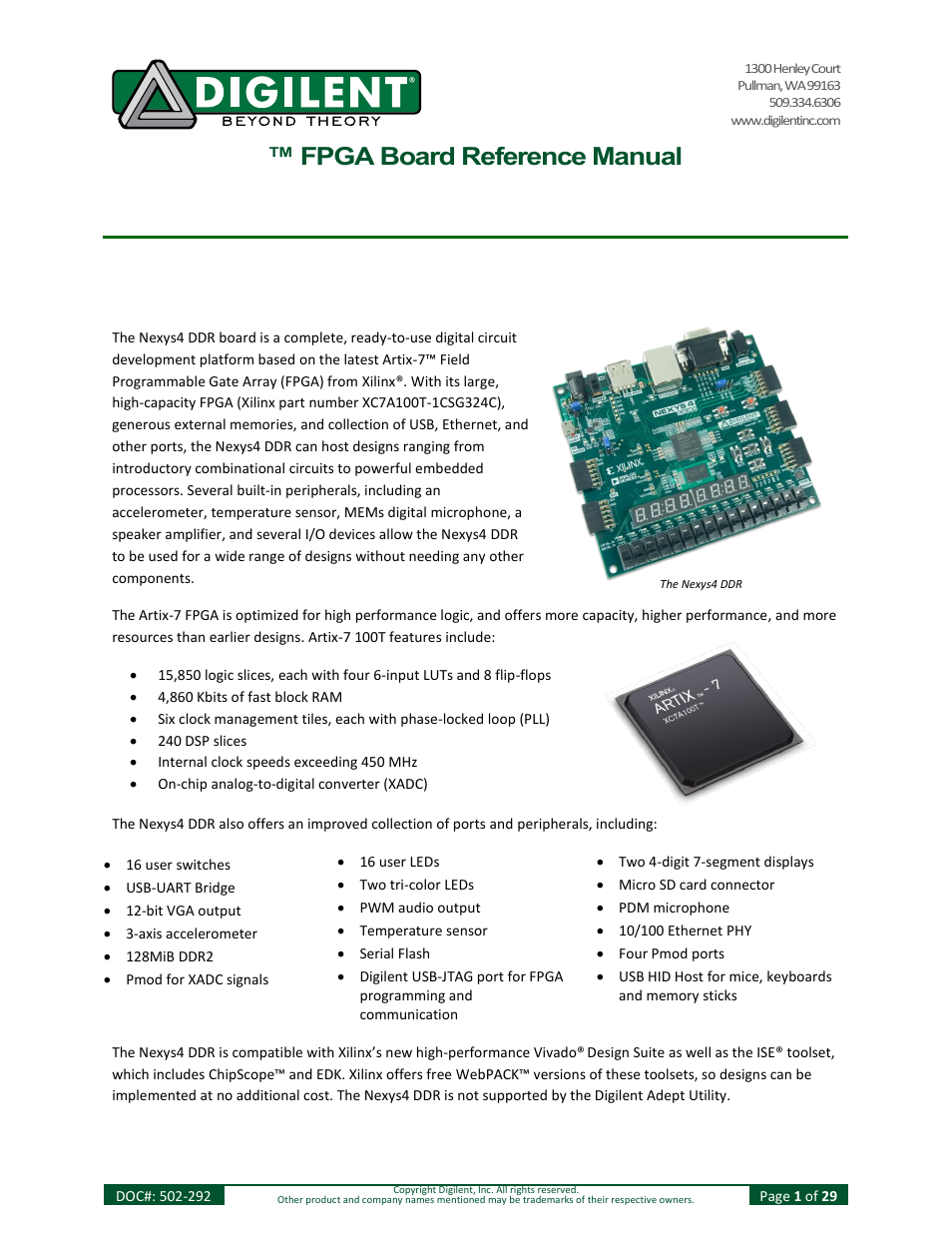 Digilent 410-292P-KIT User Manual | 29 pages