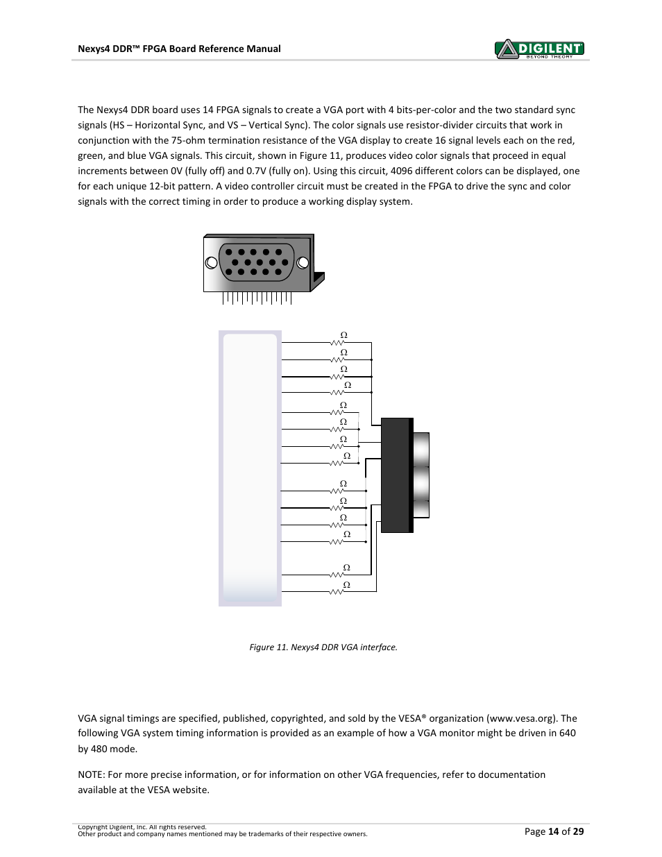 9vga port, 1 vga system timing, Artix-7 | Digilent 410-292P-KIT User Manual | Page 14 / 29