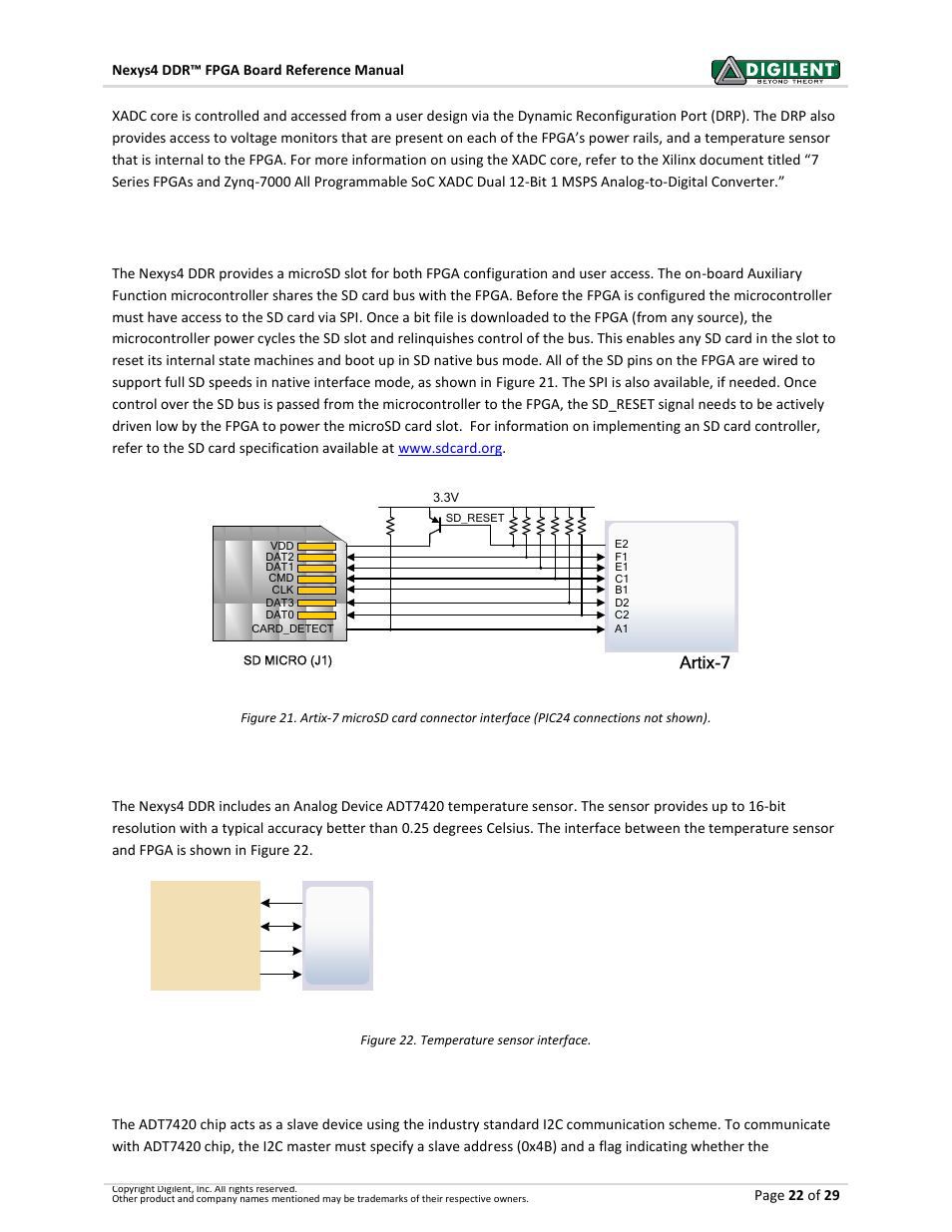 12 microsd slot, 13 temperature sensor, 1 i2c interface | Artix-7 | Digilent 410-292P-KIT User Manual | Page 22 / 29