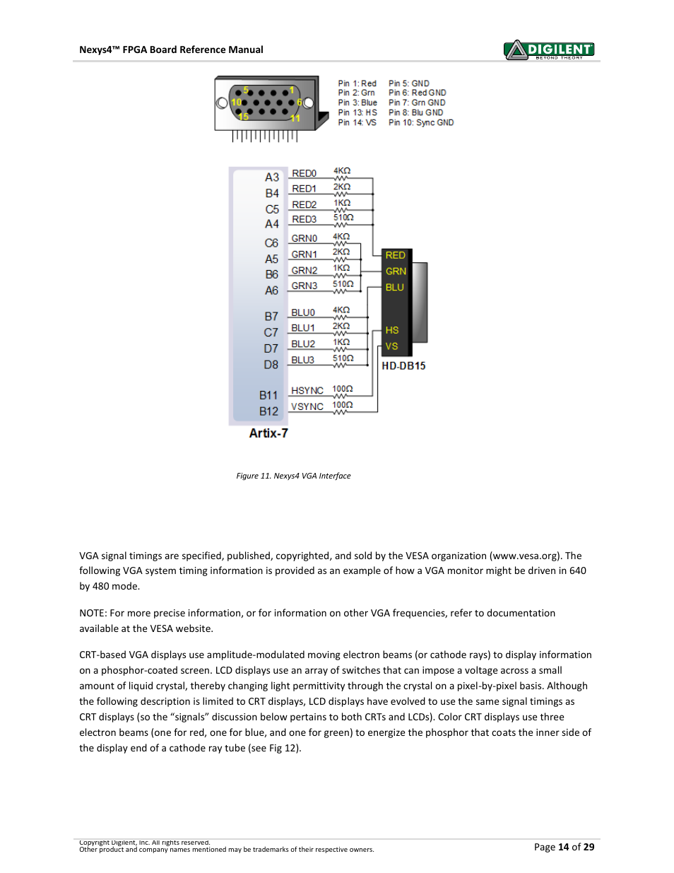 1 vga system timing | Digilent 410-274P-KIT User Manual | Page 14 / 29