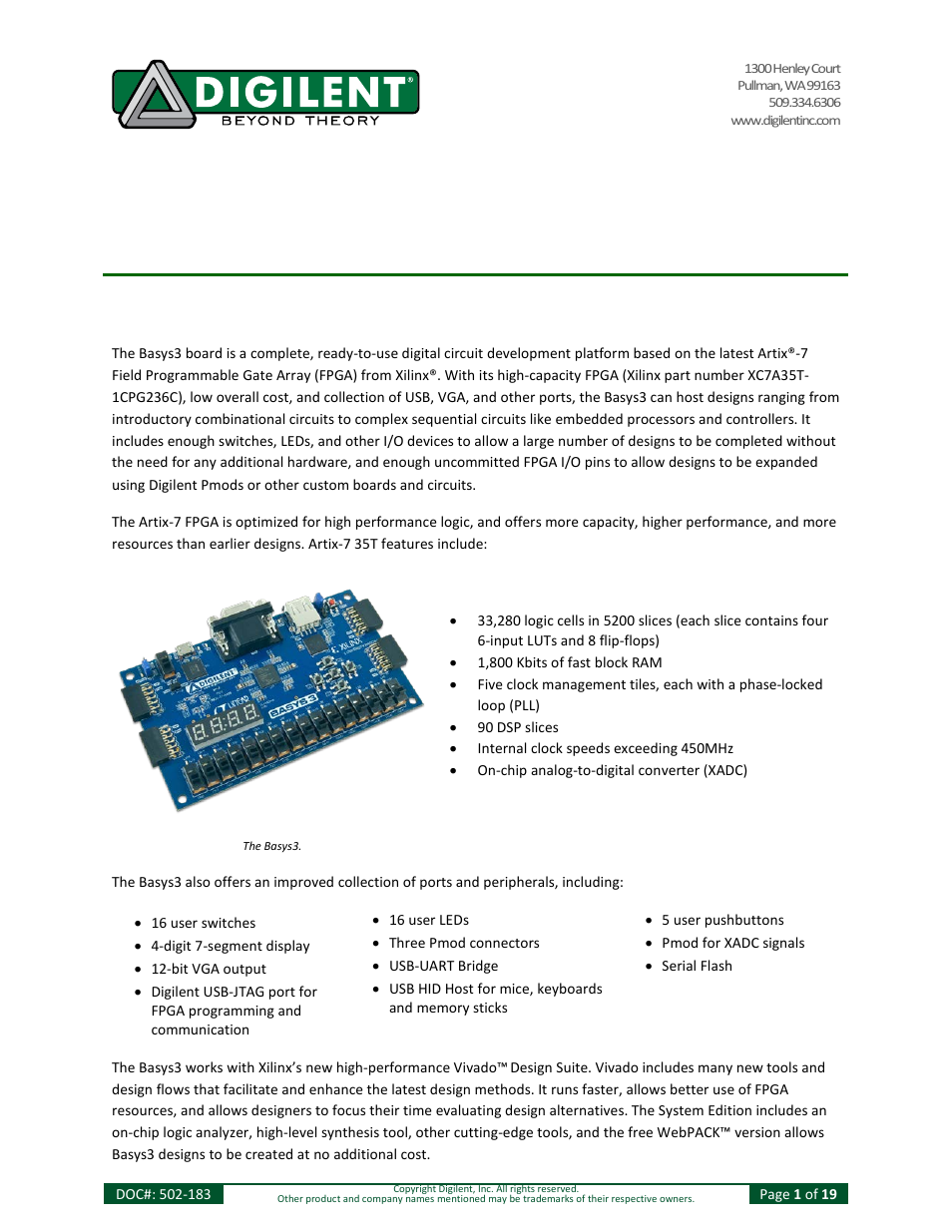 Digilent 410-183P-KIT User Manual | 19 pages