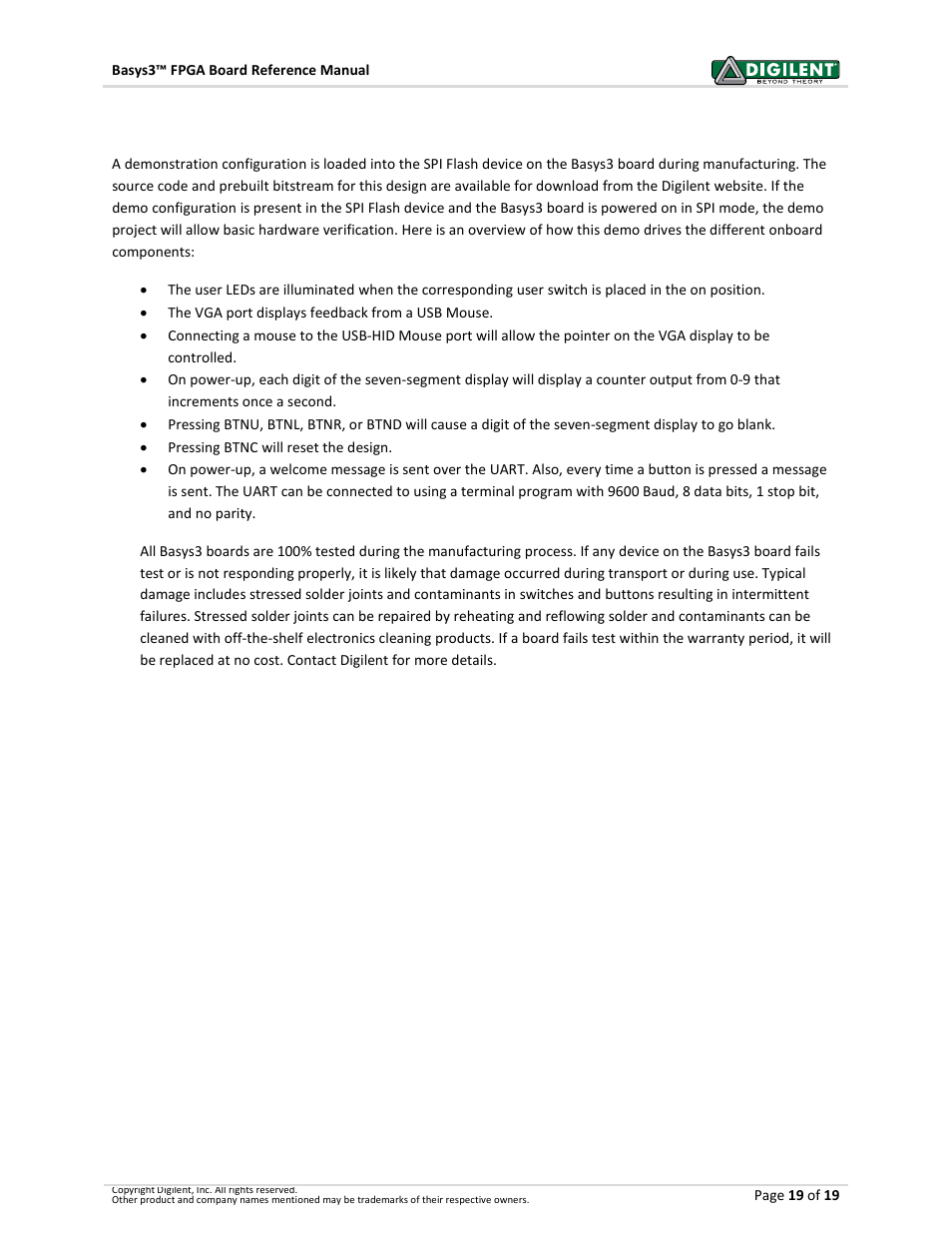 10 built-in self-test | Digilent 410-183P-KIT User Manual | Page 19 / 19