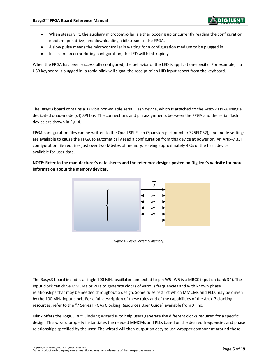 3 memory, 4 oscillators/clocks, Artix-7 | Digilent 410-183P-KIT User Manual | Page 6 / 19