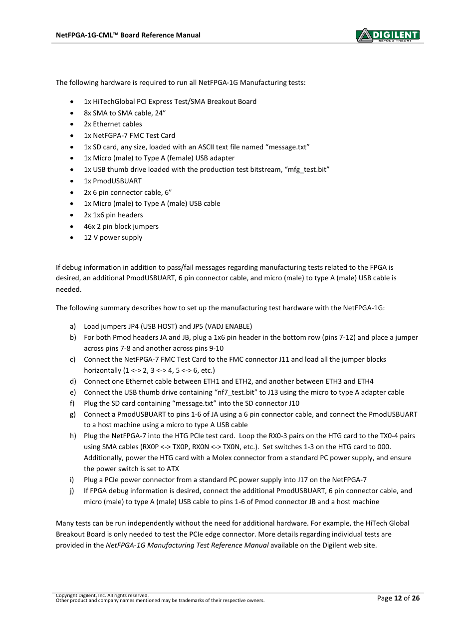 Appendix a: manufacturing test | Digilent 6015-410-001P-KIT User Manual | Page 12 / 26