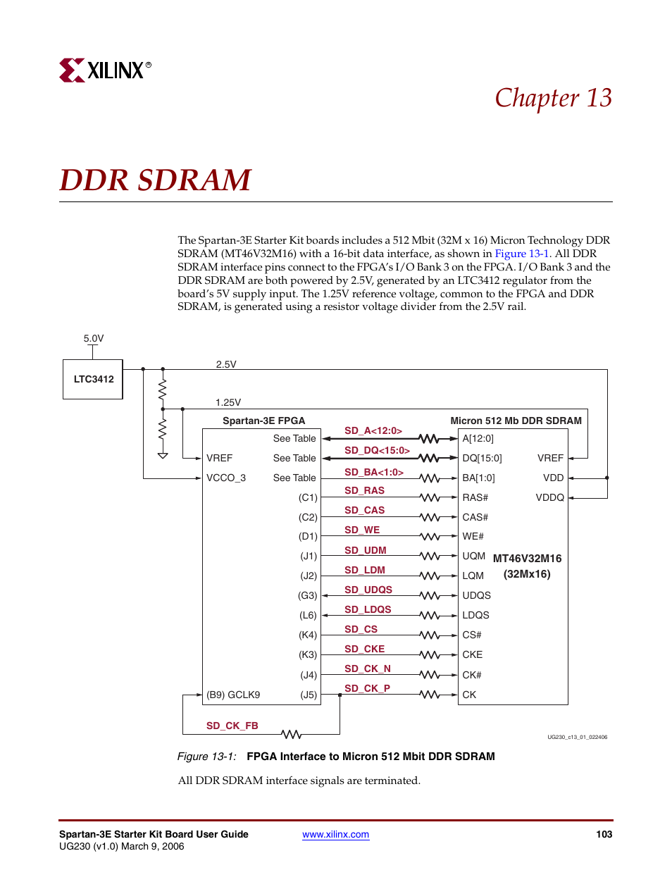 Ddr sdram, Chapter 13: ddr sdram, Chapter 13, “ddr sdram | Chapter 13 | Digilent 410-087P-KIT User Manual | Page 103 / 164