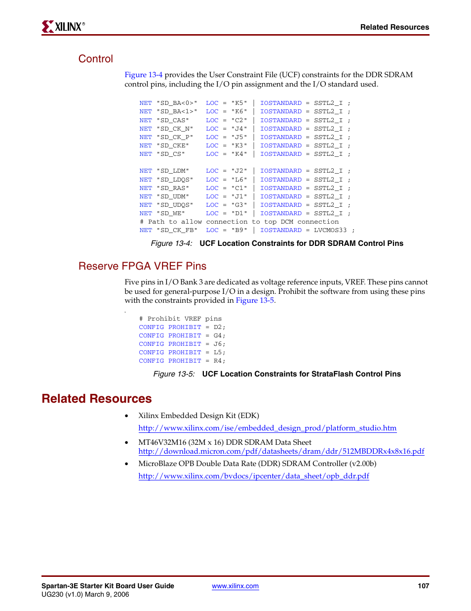 Control, Reserve fpga vref pins, Related resources | Control reserve fpga vref pins | Digilent 410-087P-KIT User Manual | Page 107 / 164