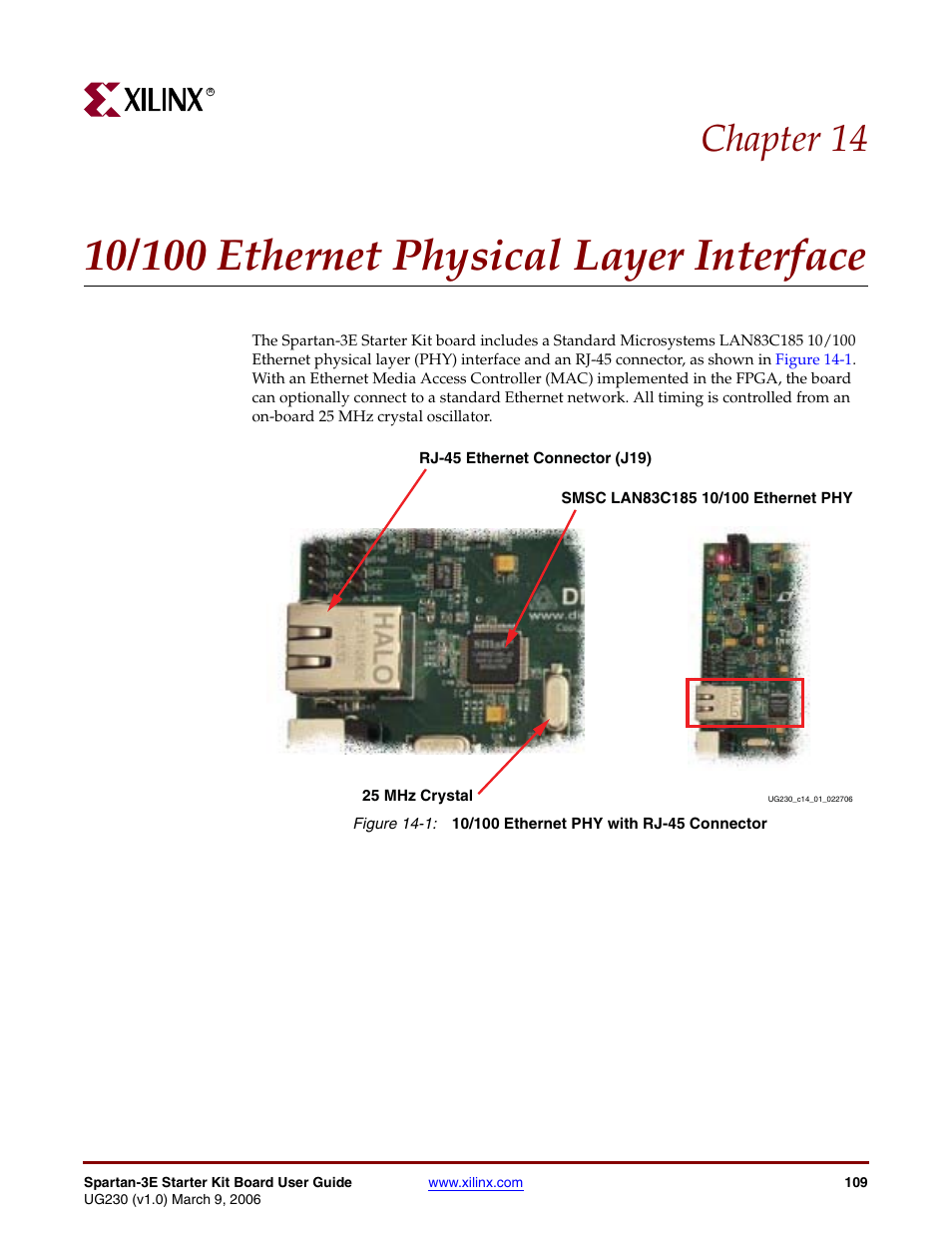10/100 ethernet physical layer interface, Chapter 14 | Digilent 410-087P-KIT User Manual | Page 109 / 164