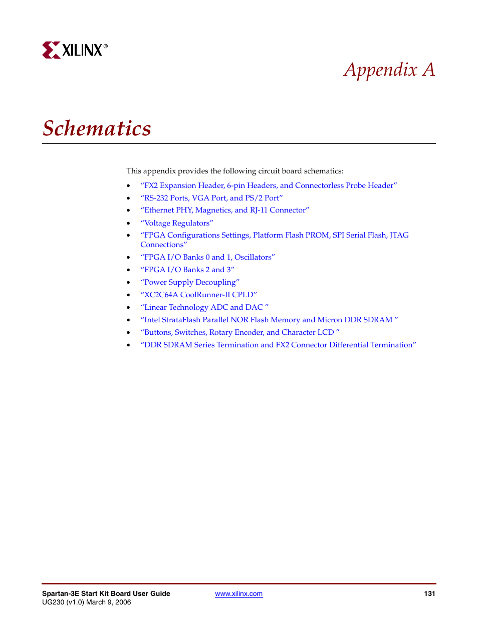 Schematics, Appendix a: schematics, Appendix a, “schematics | Appendix a | Digilent 410-087P-KIT User Manual | Page 131 / 164