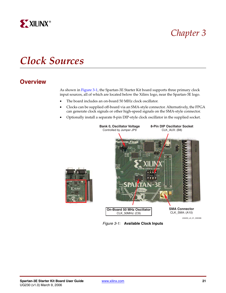 Clock sources, Overview, Chapter 3: clock sources | Chapter 3, “clock sources, Chapter 3 | Digilent 410-087P-KIT User Manual | Page 21 / 164