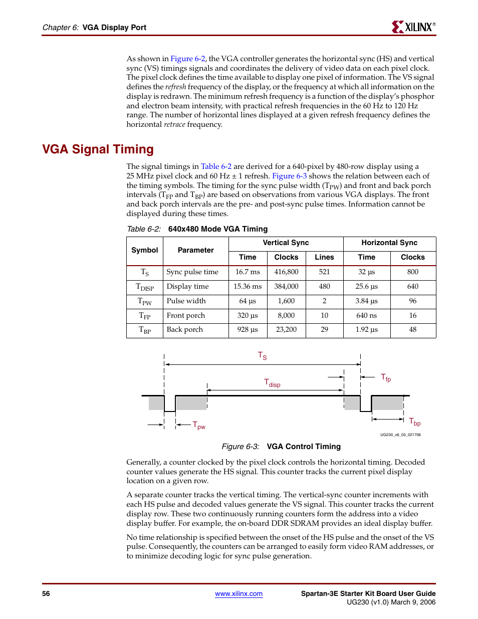 Vga signal timing | Digilent 410-087P-KIT User Manual | Page 56 / 164