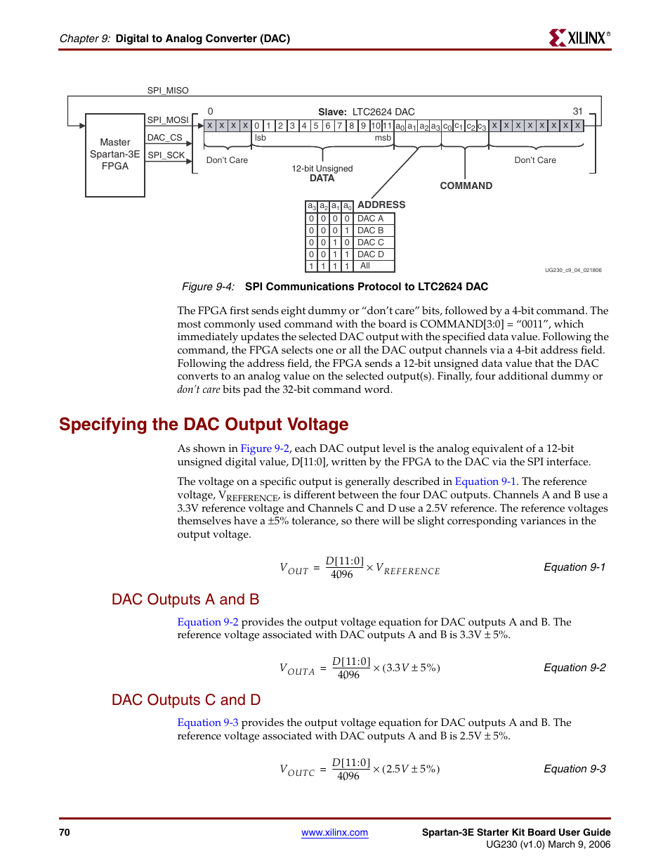 Specifying the dac output voltage, Dac outputs a and b, Dac outputs c and d | Dac outputs a and b dac outputs c and d, Figure 9-4 | Digilent 410-087P-KIT User Manual | Page 70 / 164