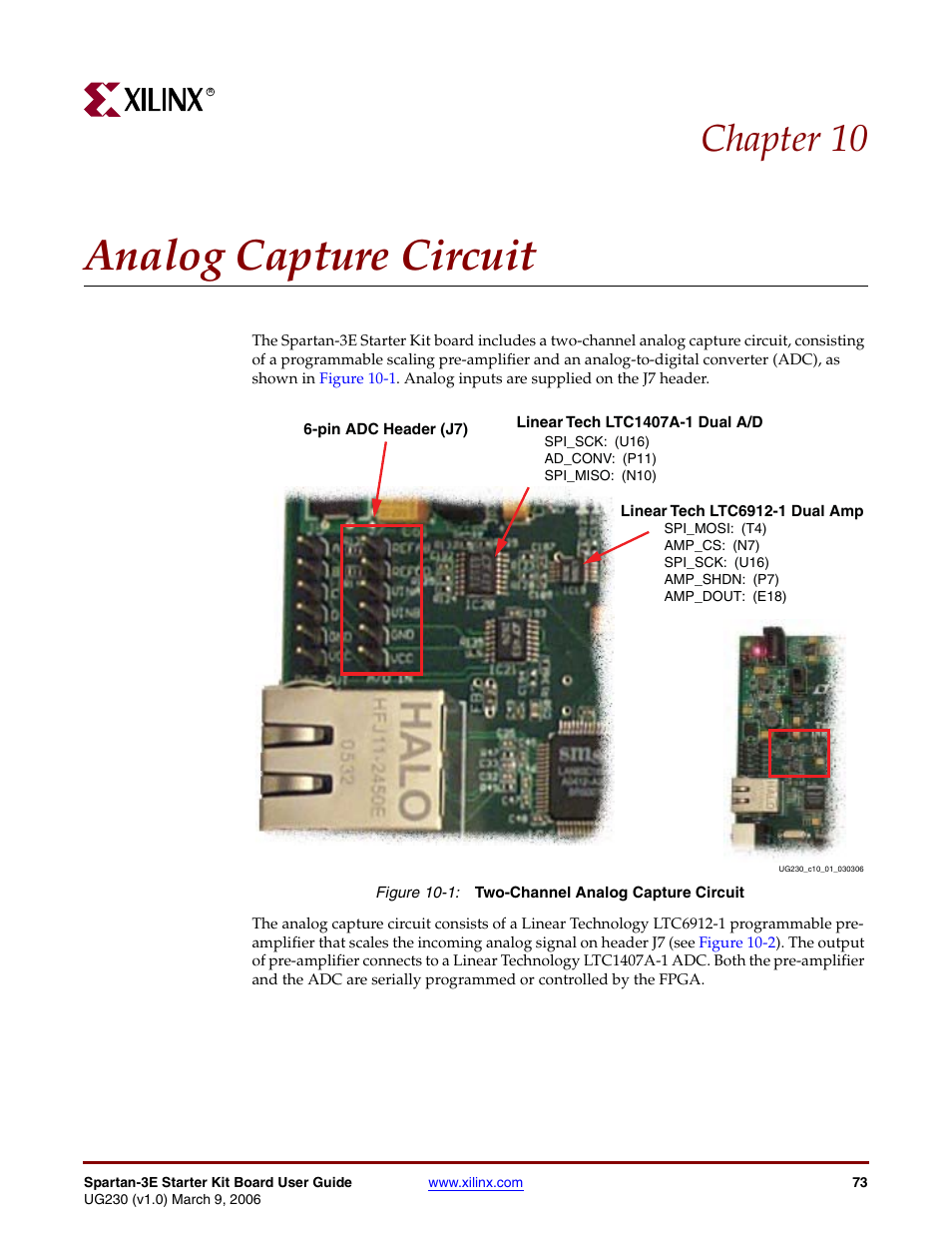 Analog capture circuit, Chapter 10: analog capture circuit, Chapter 10, “analog capture circuit | Chapter 10 | Digilent 410-087P-KIT User Manual | Page 73 / 164