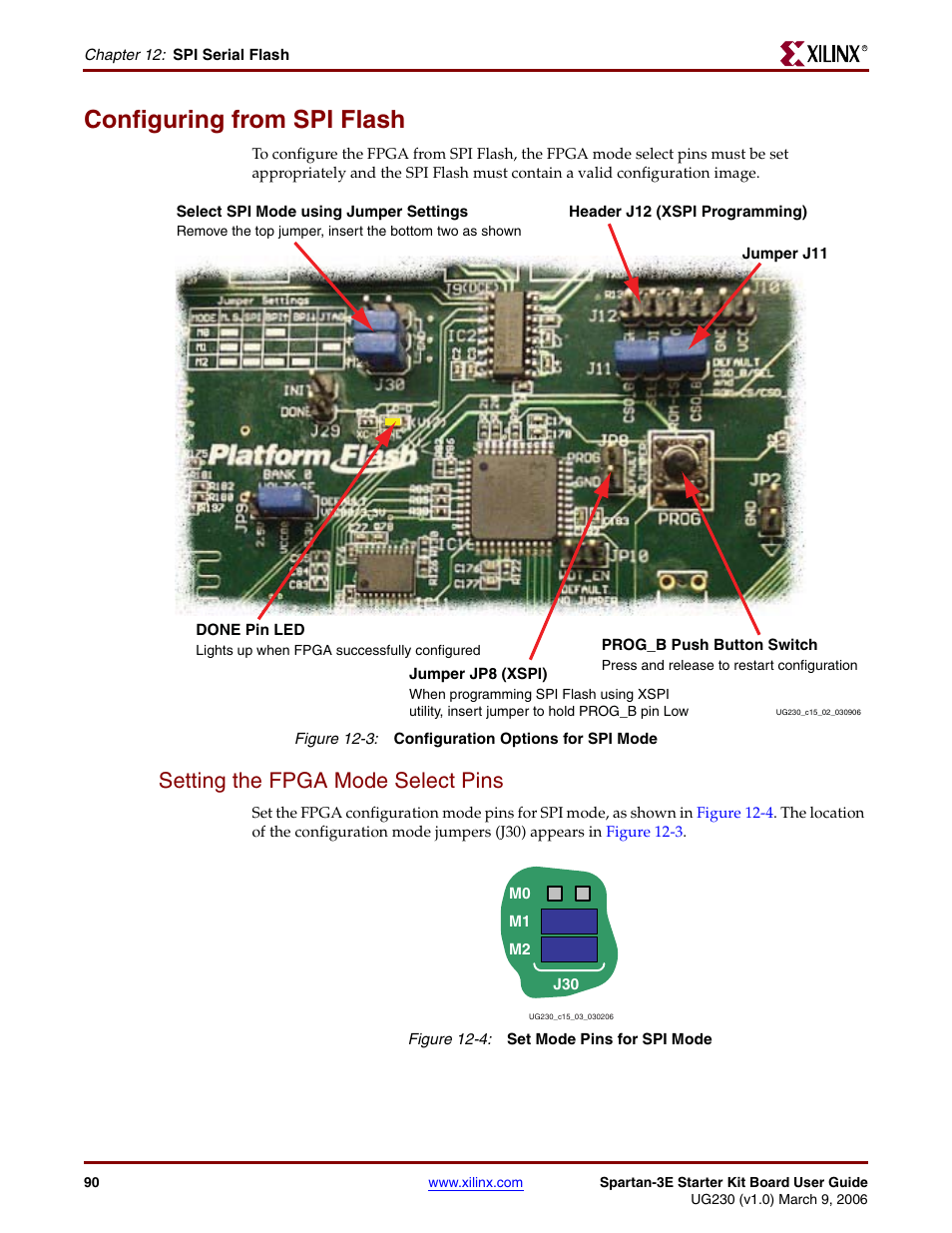 Configuring from spi flash, Setting the fpga mode select pins | Digilent 410-087P-KIT User Manual | Page 90 / 164
