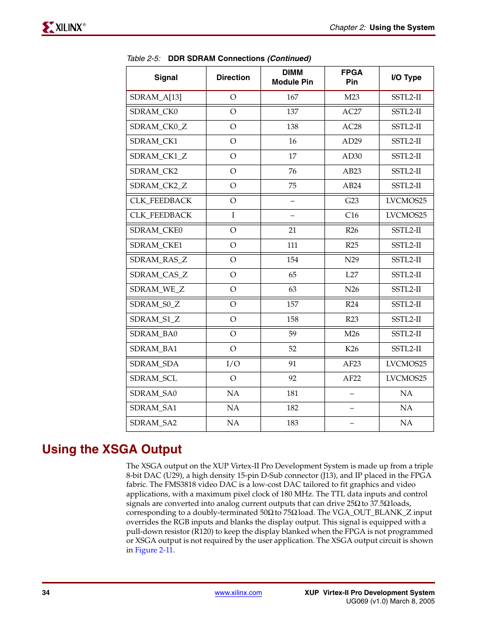 Using the xsga output | Digilent 6003-410-000P-KIT User Manual | Page 34 / 138