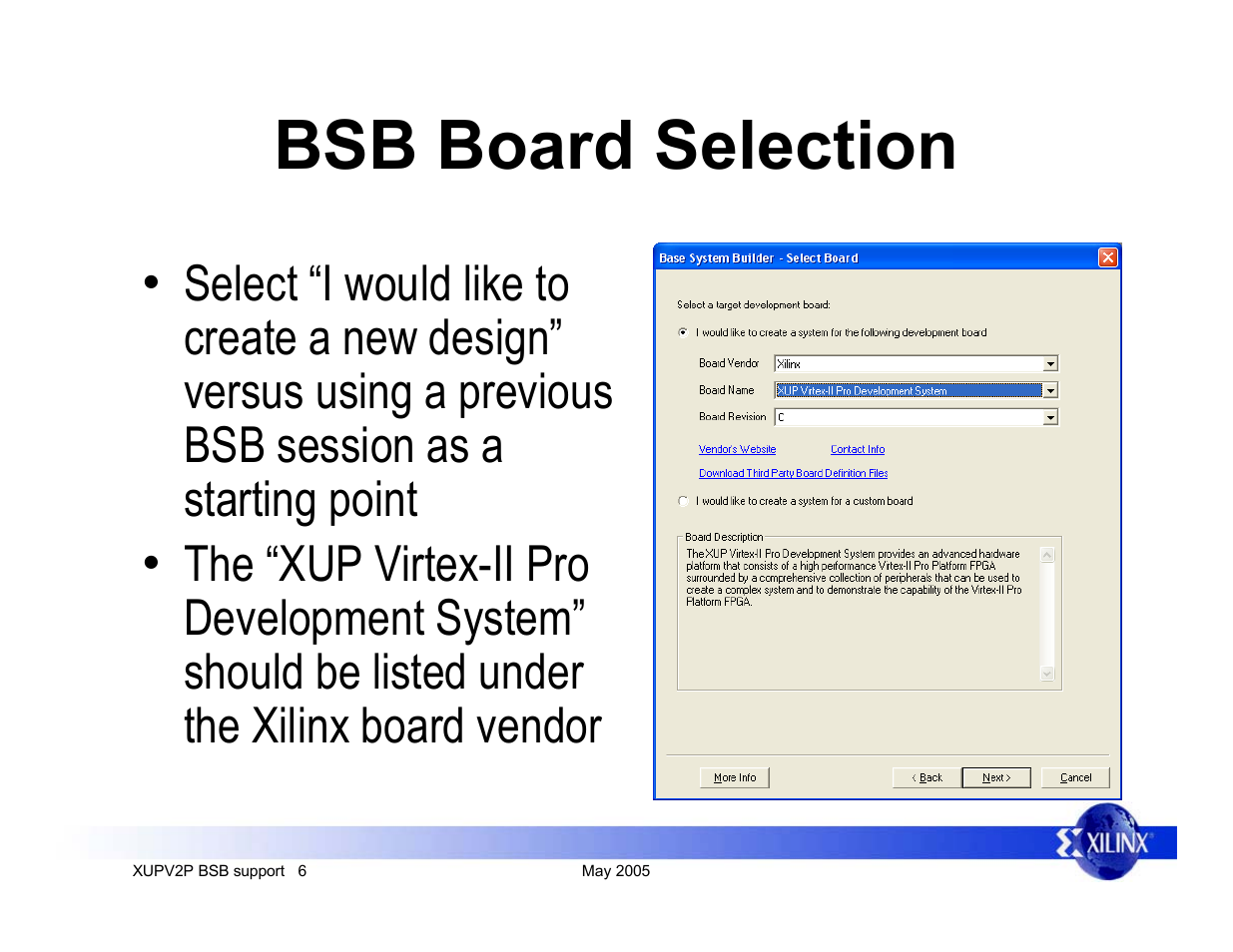 Bsb board selection | Digilent XUPV2P User Manual | Page 6 / 23