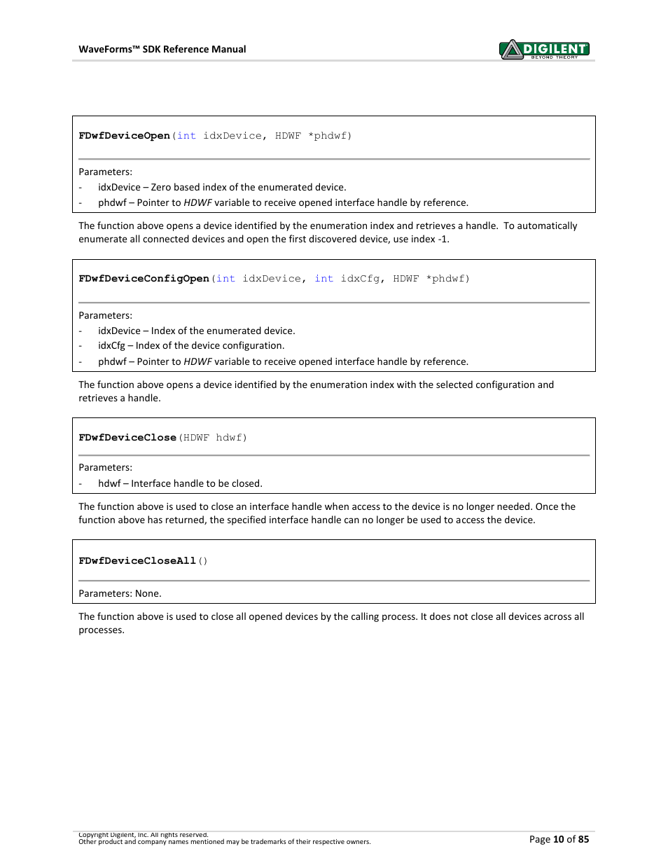 4 device control, Device control, 4device control | Digilent WaveForms User Manual | Page 10 / 85