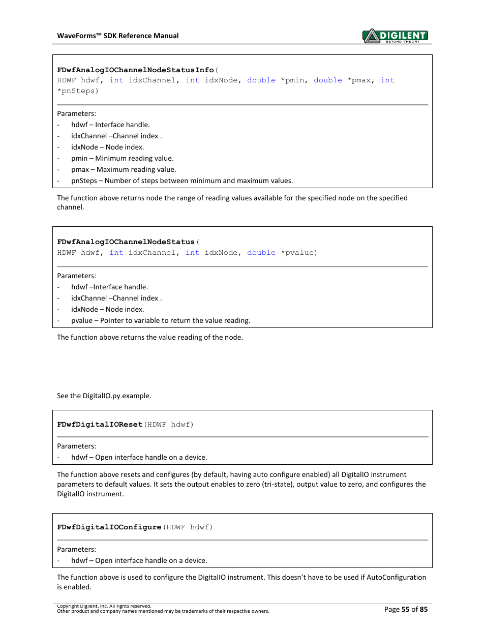 8 digital i/o, Digital i/o, 8digital i/o | Digilent WaveForms User Manual | Page 55 / 85