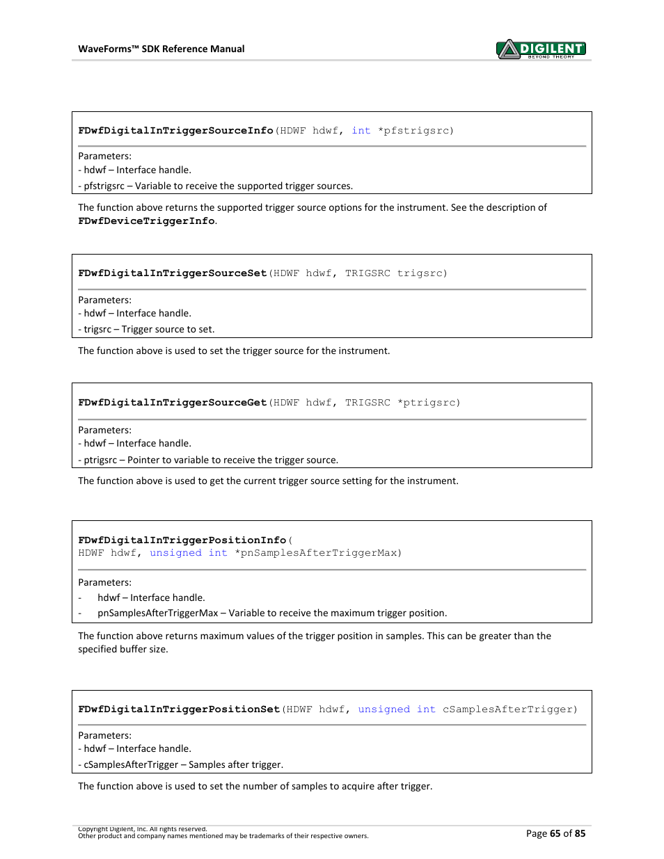 3 trigger, Trigger | Digilent WaveForms User Manual | Page 65 / 85
