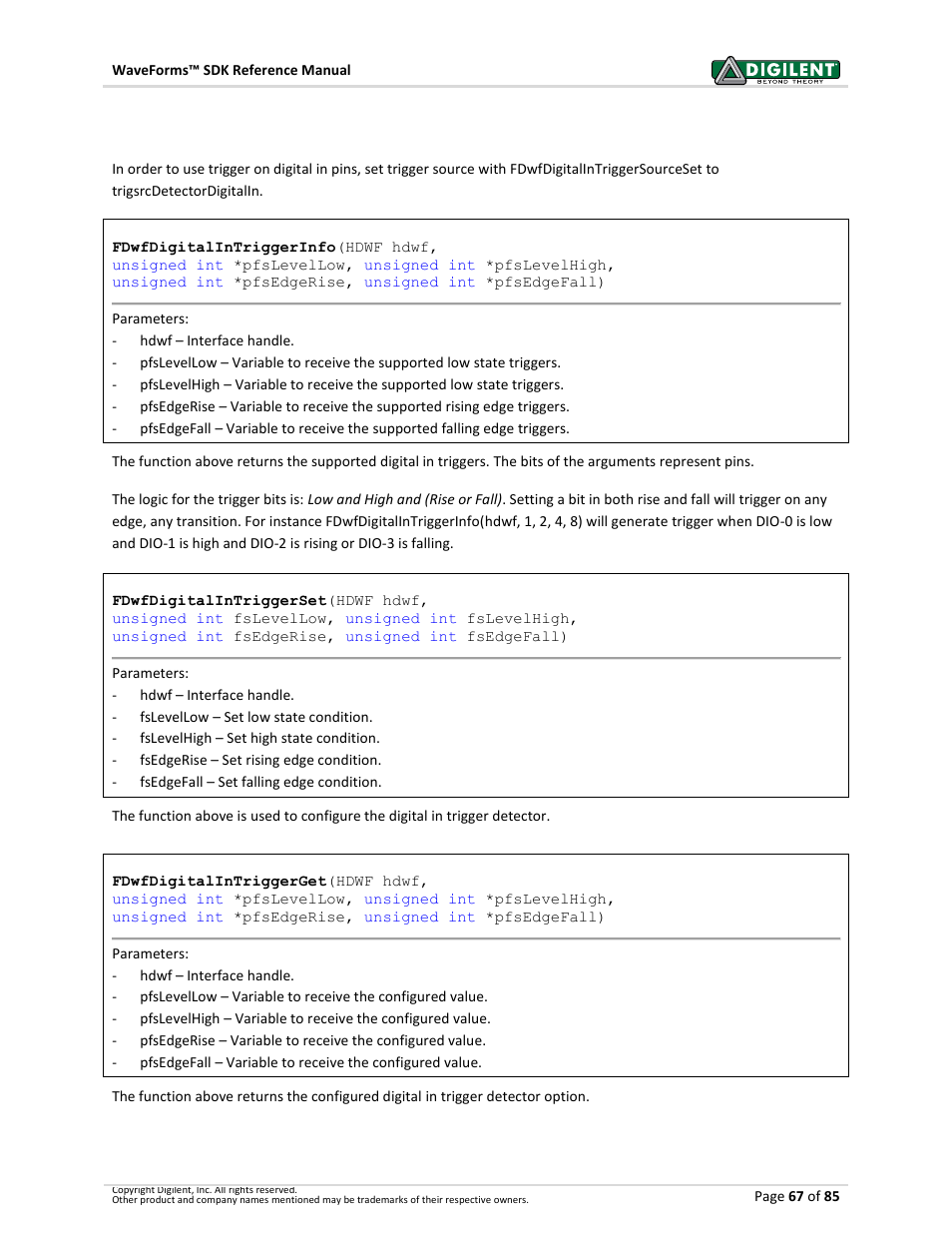 4 trigger detector, Trigger detector | Digilent WaveForms User Manual | Page 67 / 85