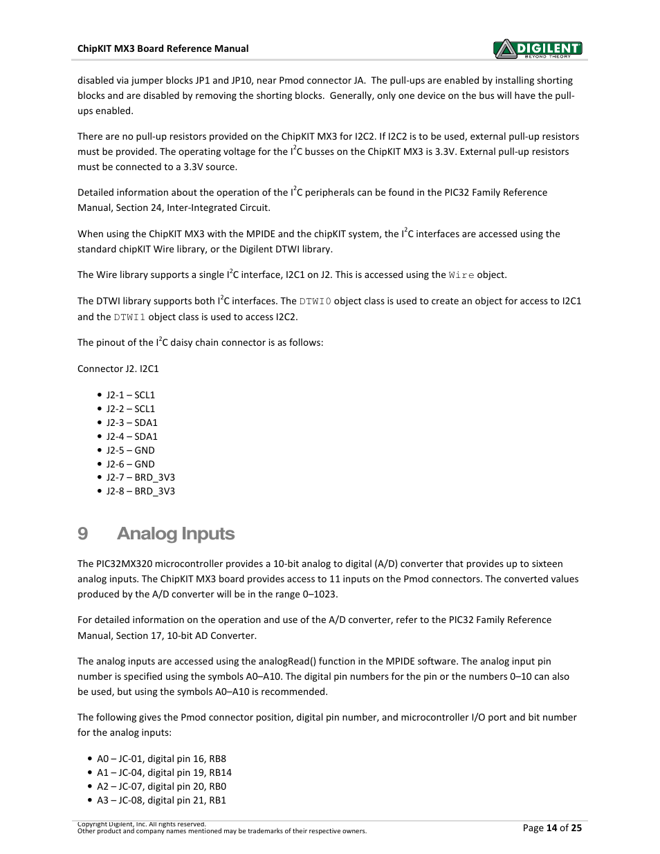9analog inputs | Digilent 410-297P-KIT User Manual | Page 14 / 25