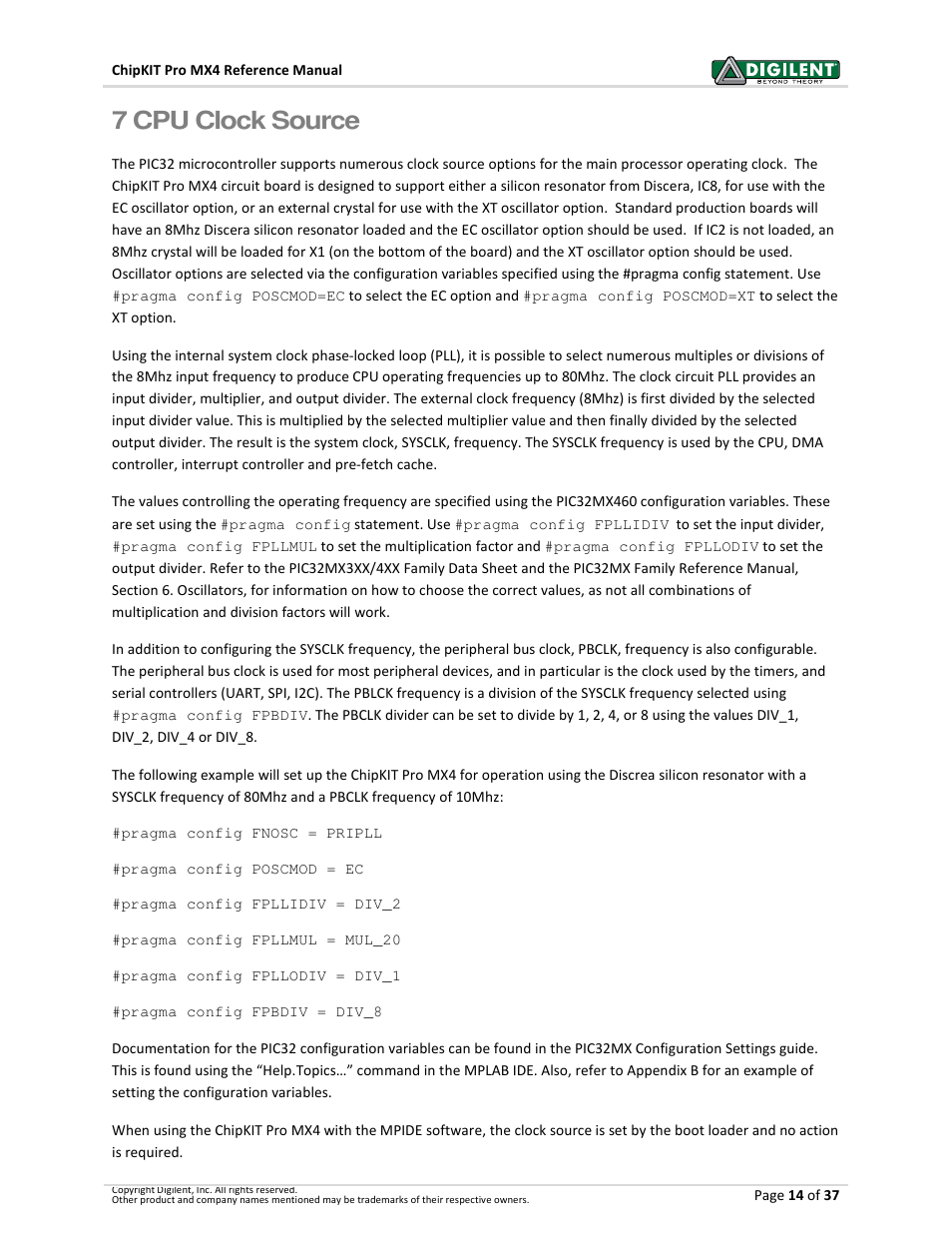 7 cpu clock source | Digilent 410-295P-KIT User Manual | Page 14 / 37