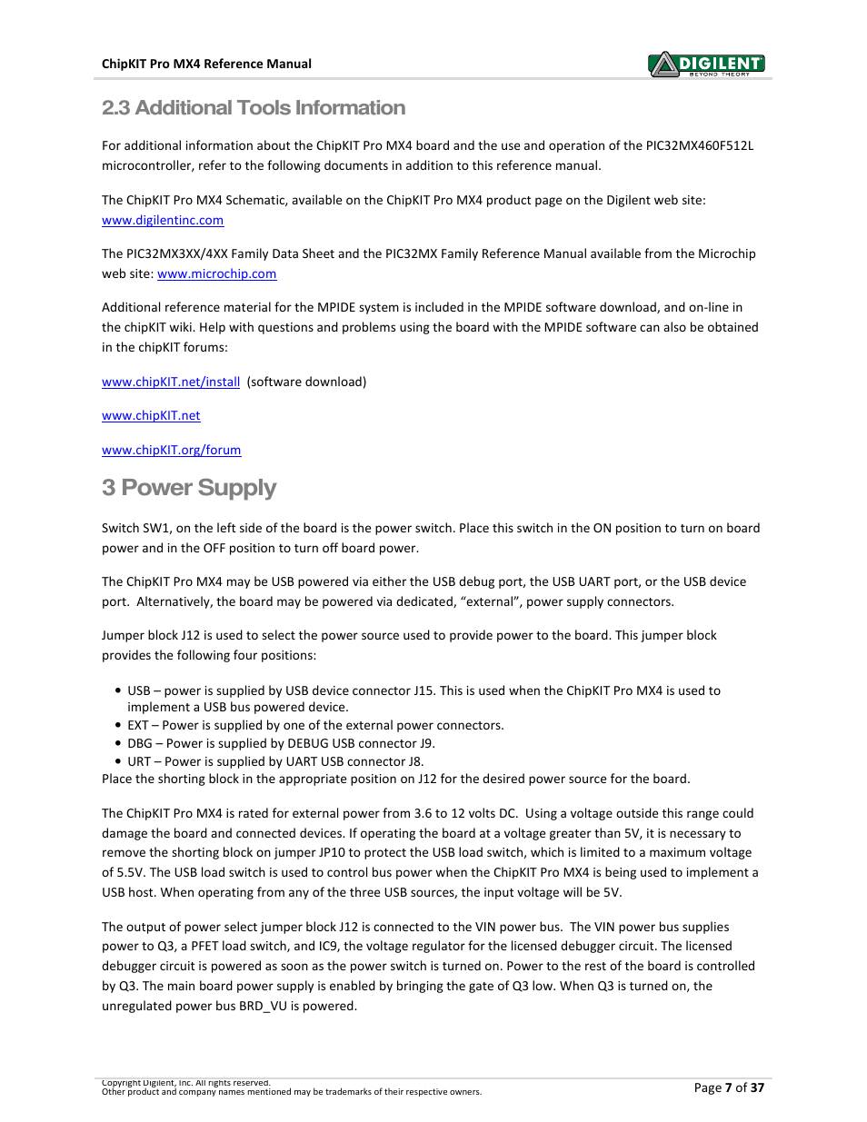 3 power supply, 3 additional tools information | Digilent 410-295P-KIT User Manual | Page 7 / 37