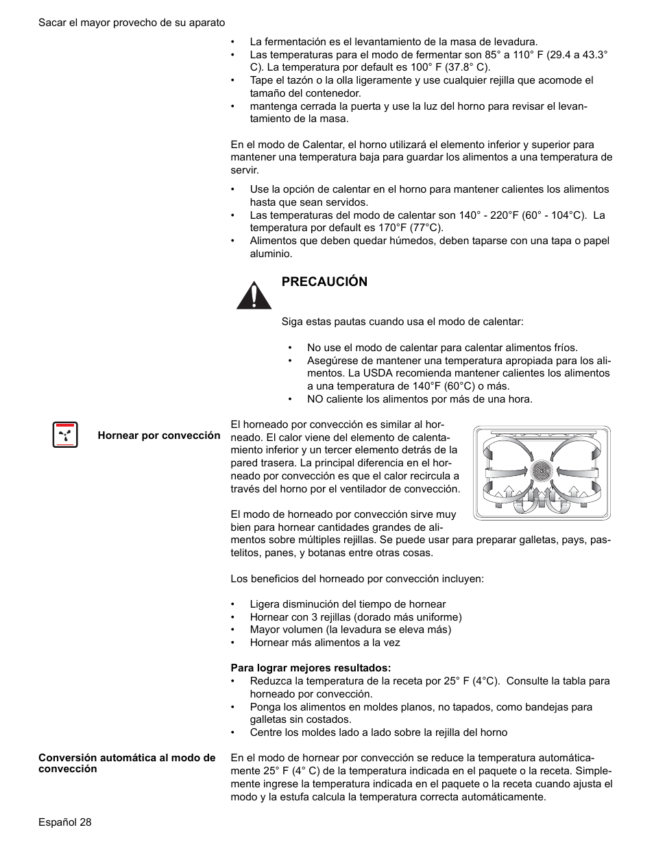 Hornear por convección, Conversión automática al modo de convección | Bosch BOSCH RANGE User Manual | Page 112 / 128