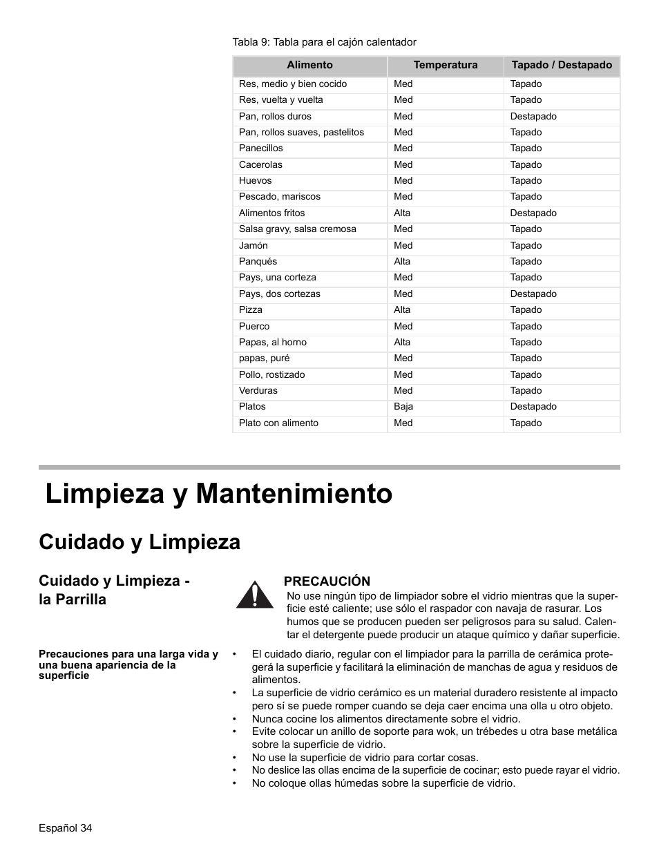 Limpieza y mantenimiento, Cuidado y limpieza, Cuidado y limpieza - la parrilla | Bosch BOSCH RANGE User Manual | Page 118 / 128