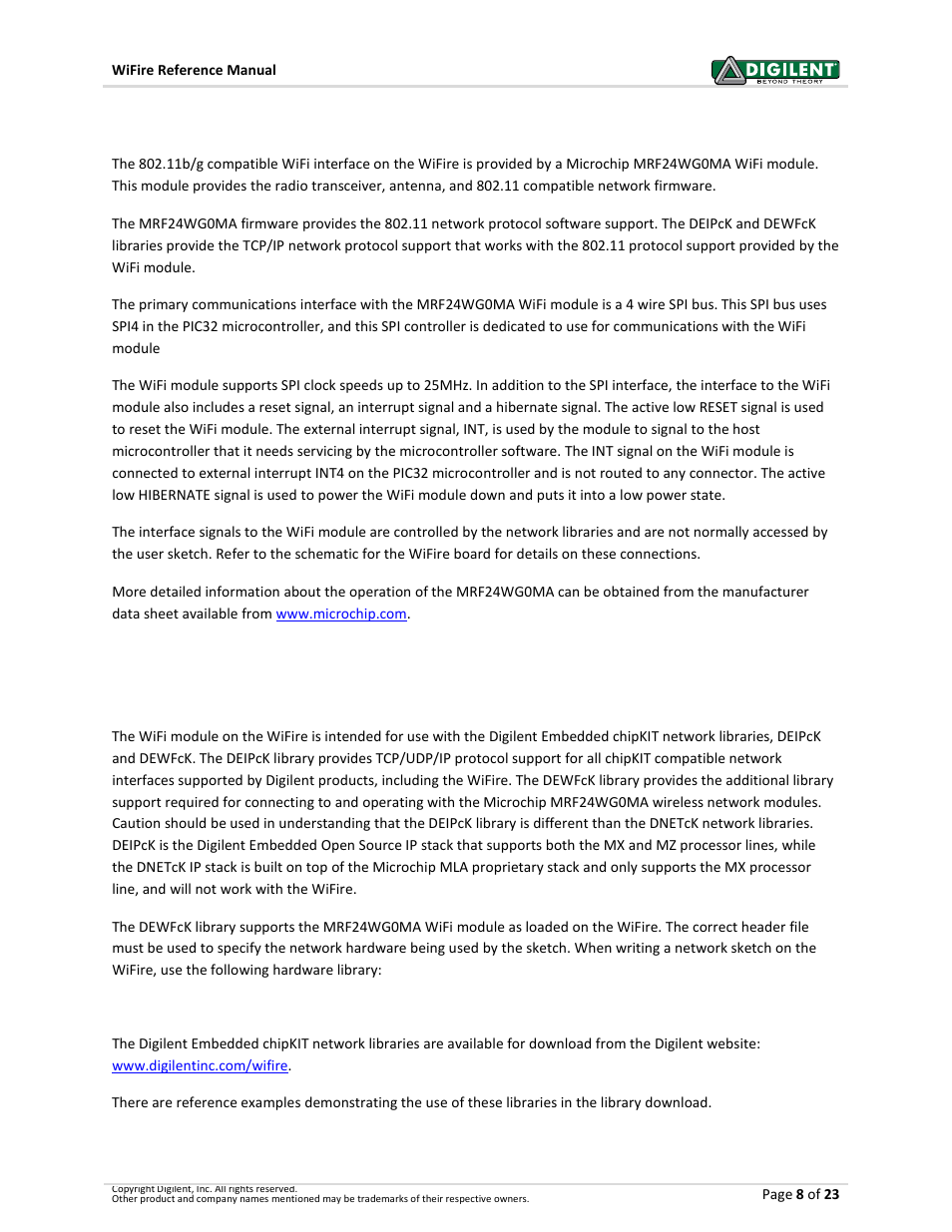 6 802.11b/g interface, 7 network library software, 7network library software | Digilent 410-302P-KIT User Manual | Page 8 / 23