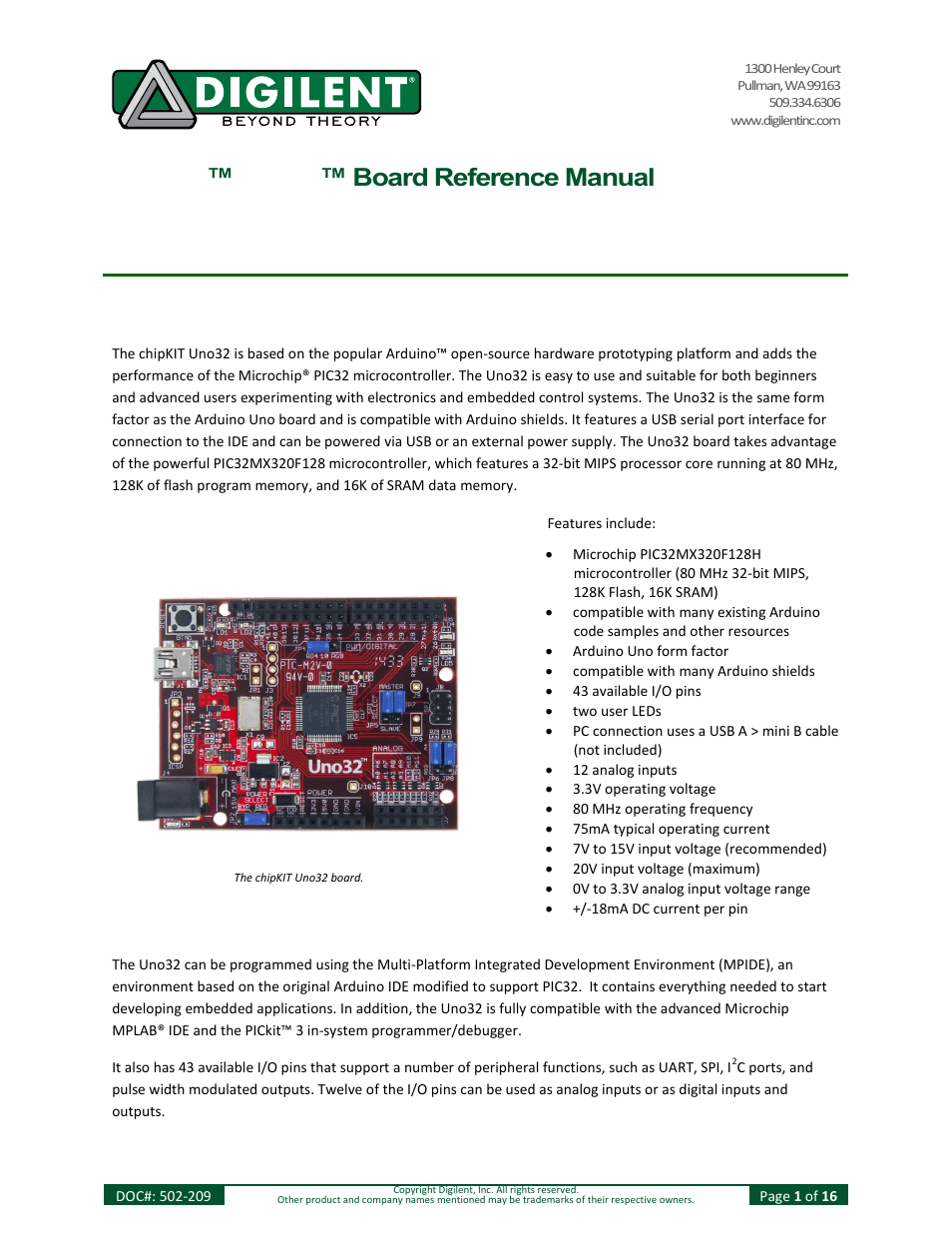 Digilent 410-209P-KIT REV.D User Manual | 16 pages