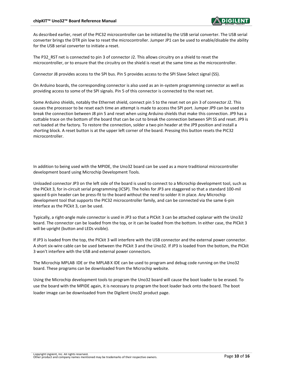 6 microchip development tool compatibility | Digilent 410-209P-KIT REV.D User Manual | Page 10 / 16