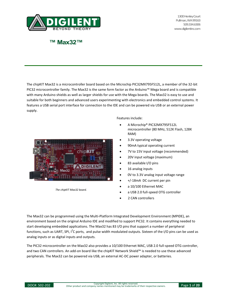 Digilent 410-202P-KIT User Manual | 20 pages