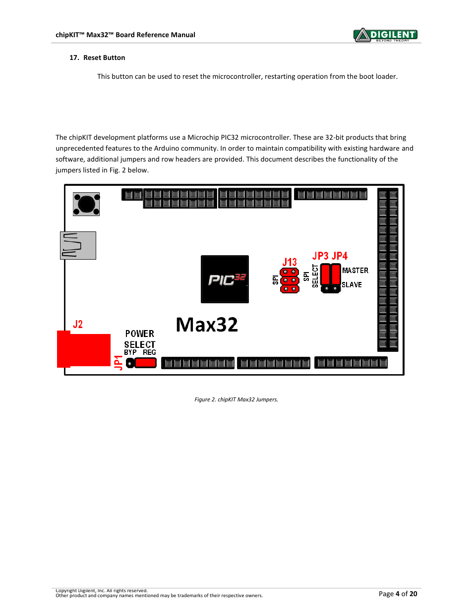 2chipkit max32 jumper settings | Digilent 410-202P-KIT User Manual | Page 4 / 20
