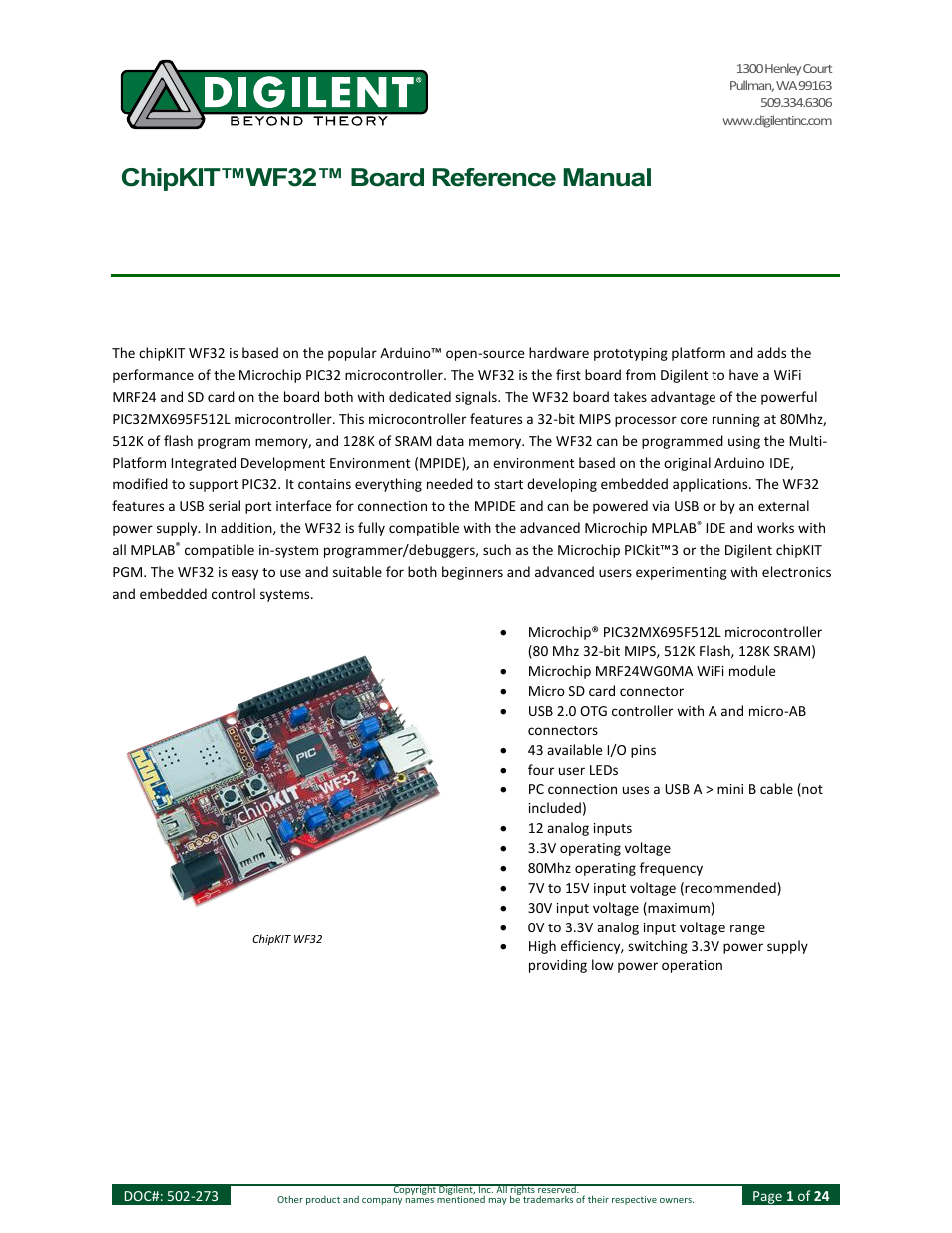 Digilent 410-273P-KIT User Manual | 24 pages
