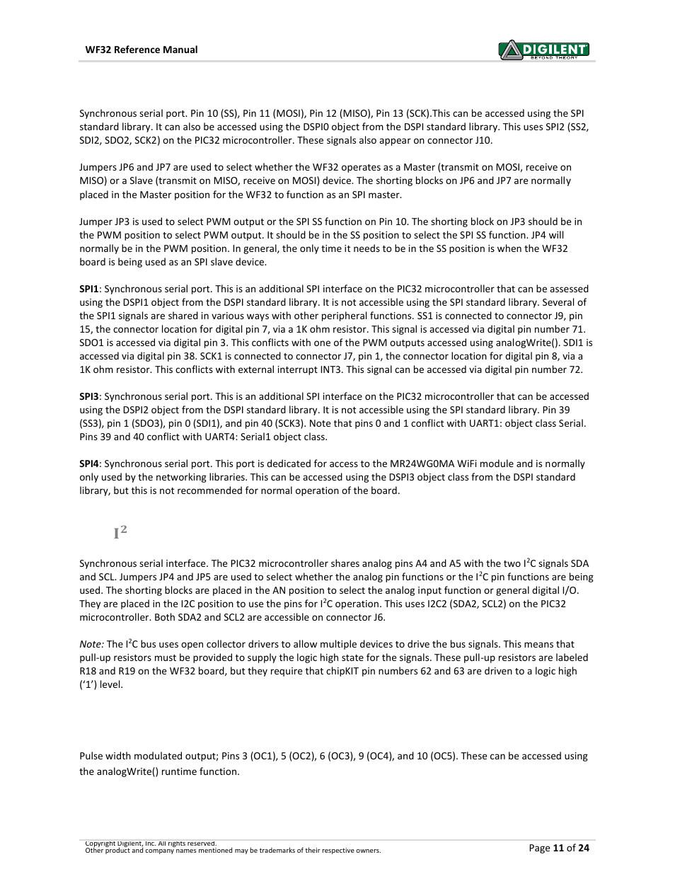 3 spi, 4 ,-.c, 5 pwm | Digilent 410-273P-KIT User Manual | Page 11 / 24