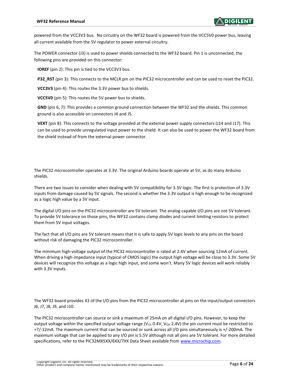 4 5v compatibility, 5 input/ output connections | Digilent 410-273P-KIT User Manual | Page 6 / 24