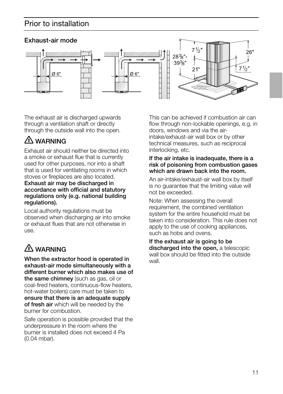 Prior to installation | Bosch DIE 165 R User Manual | Page 11 / 48