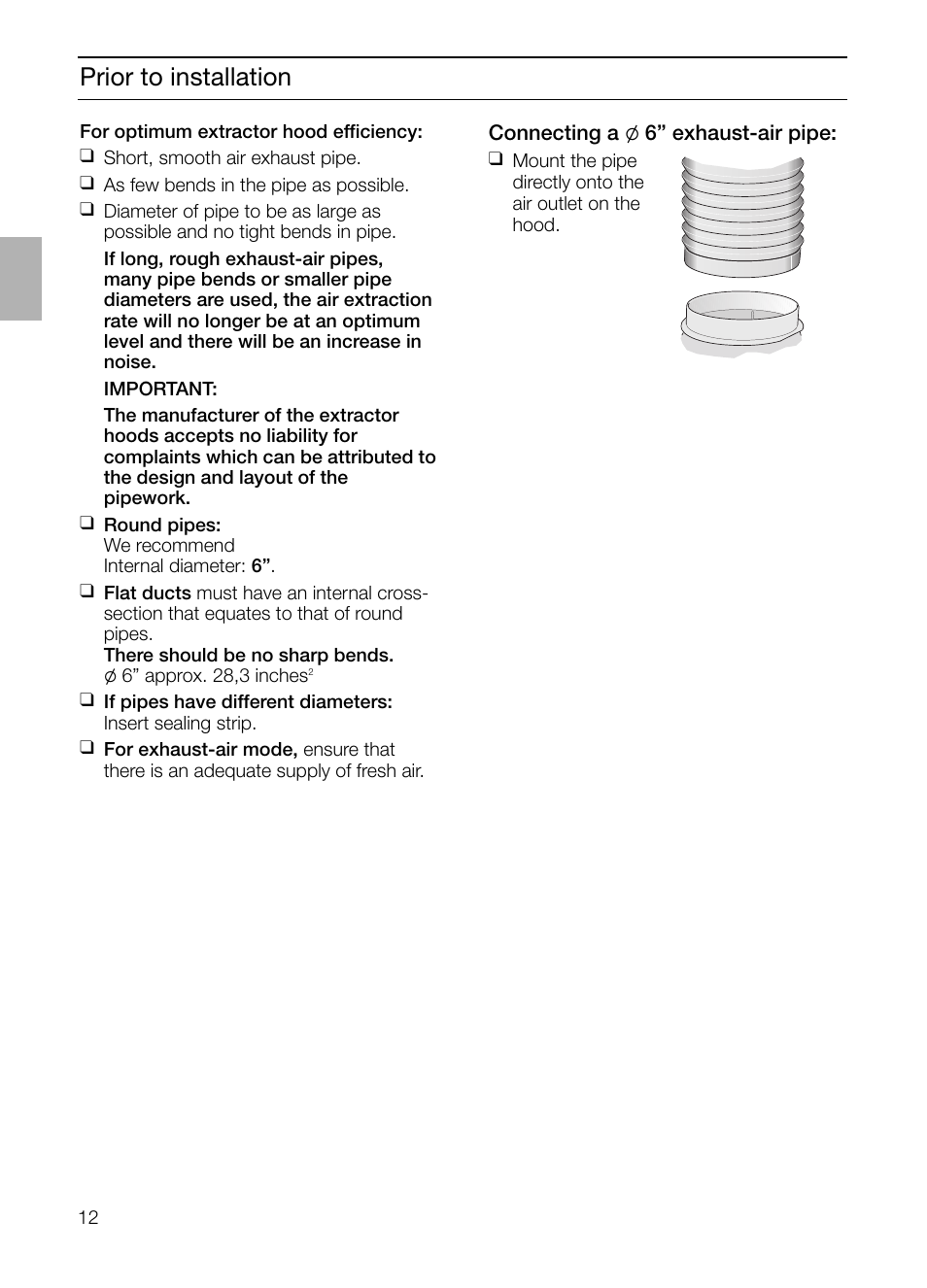 Prior to installation | Bosch DIE 165 R User Manual | Page 12 / 48