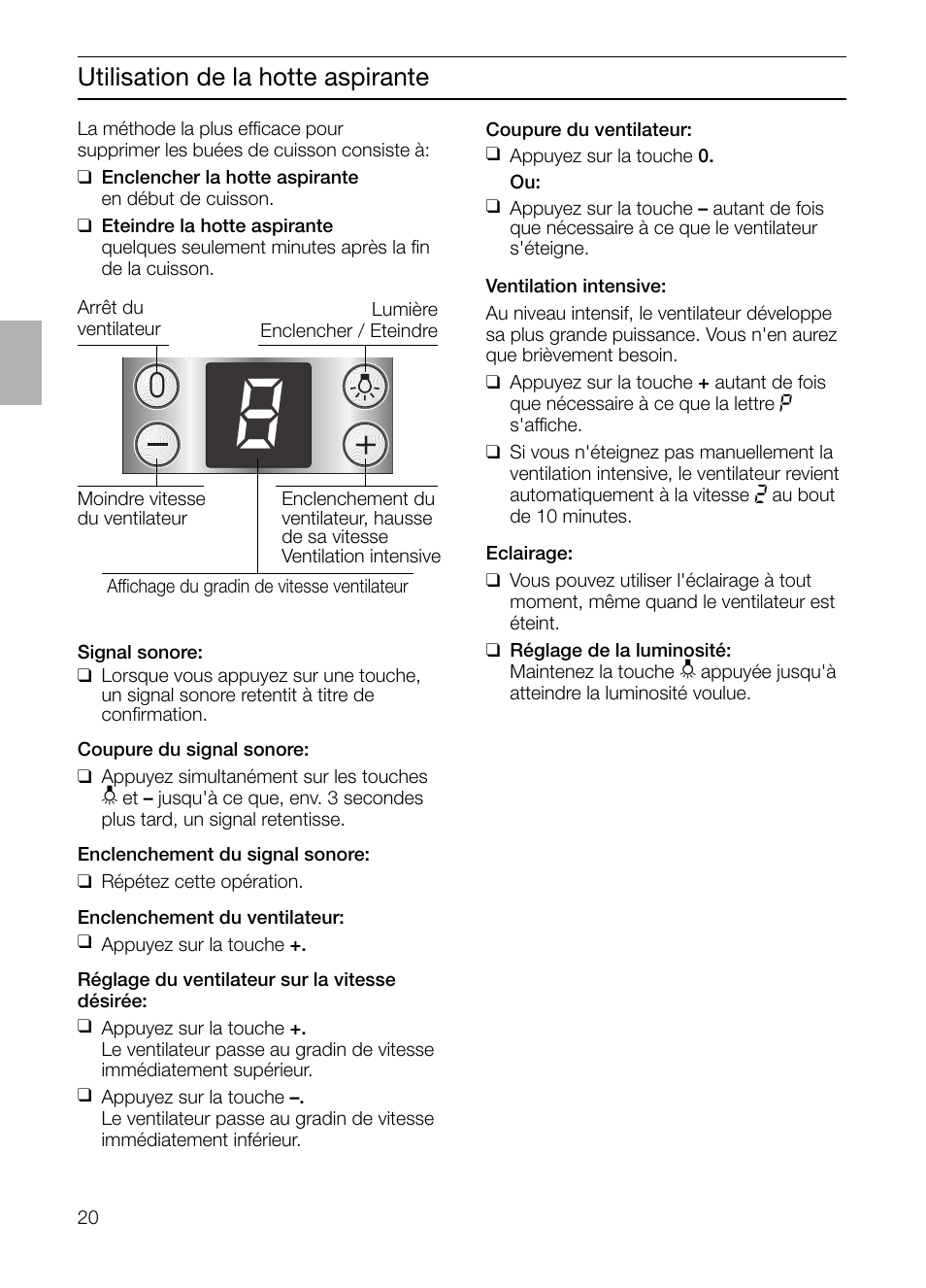 Utilisation de la hotte aspirante | Bosch DIE 165 R User Manual | Page 20 / 48