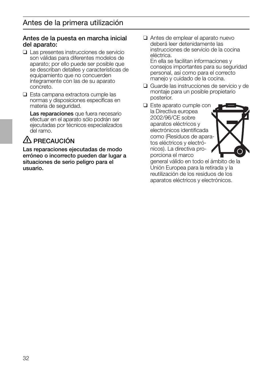 Antes de la primera utilización | Bosch DIE 165 R User Manual | Page 32 / 48