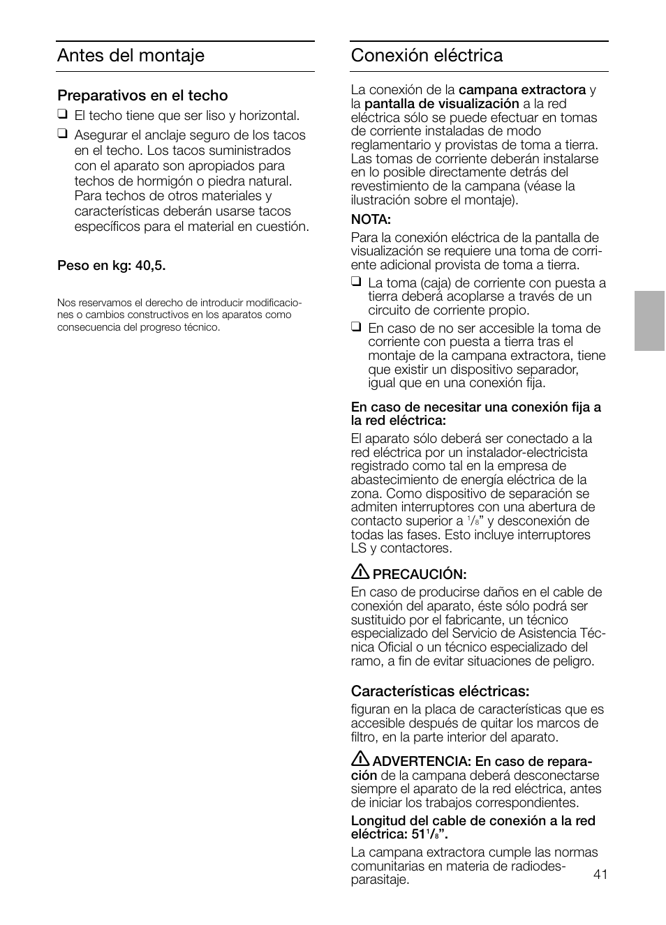 Antes del montaje, Conexión eléctrica | Bosch DIE 165 R User Manual | Page 41 / 48