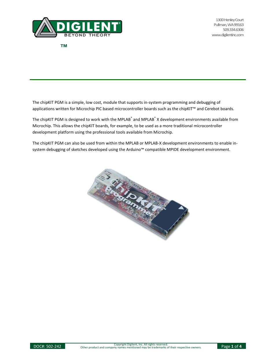 Digilent 410-242P-KIT User Manual | 4 pages