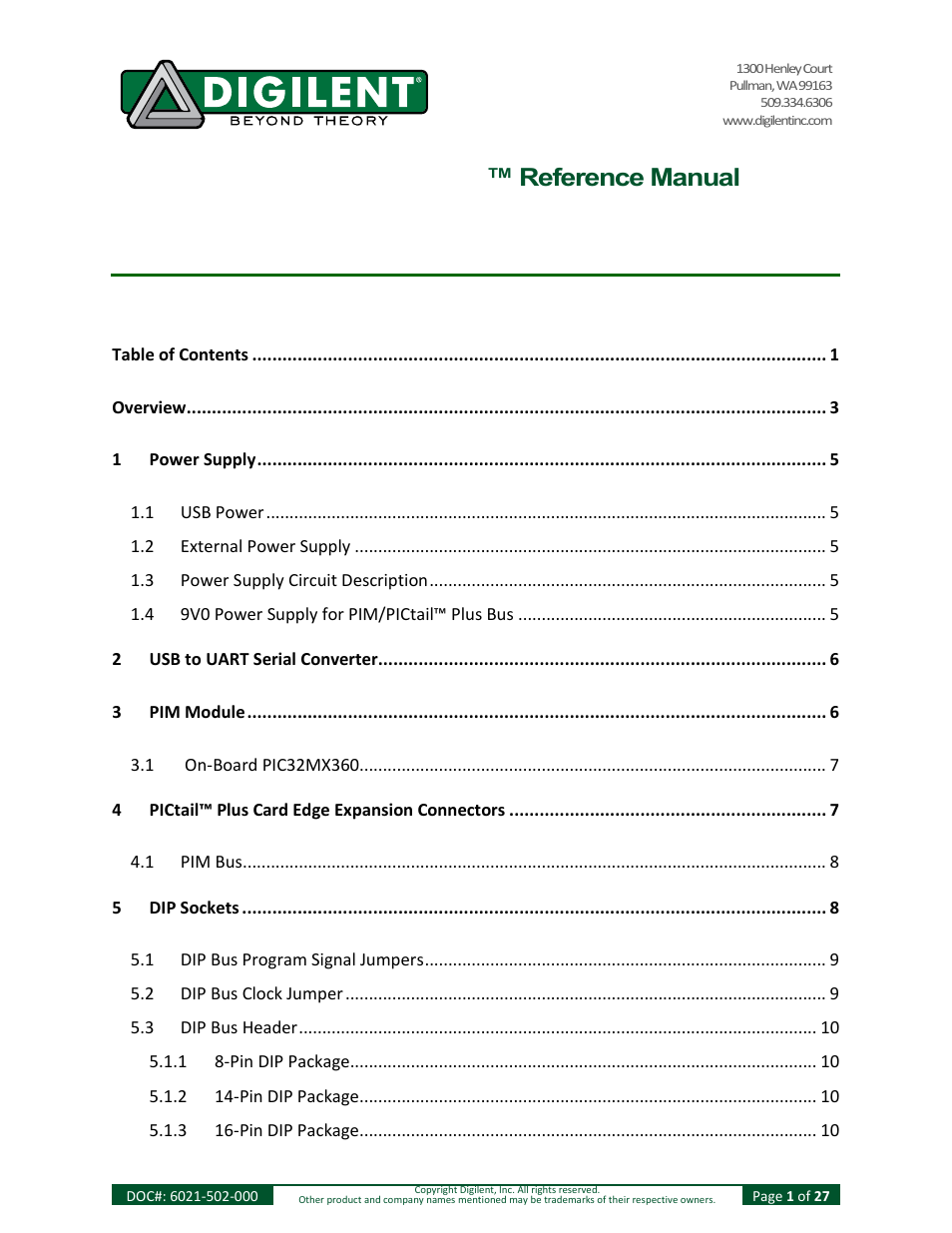 Digilent 6021-210-000P-KIT User Manual | 27 pages