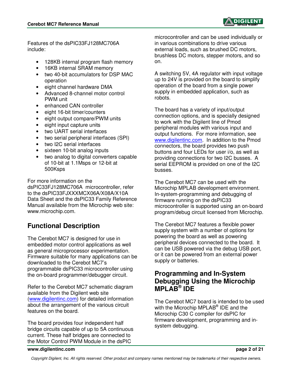 Functional description | Digilent 410-185P-KIT User Manual | Page 2 / 21