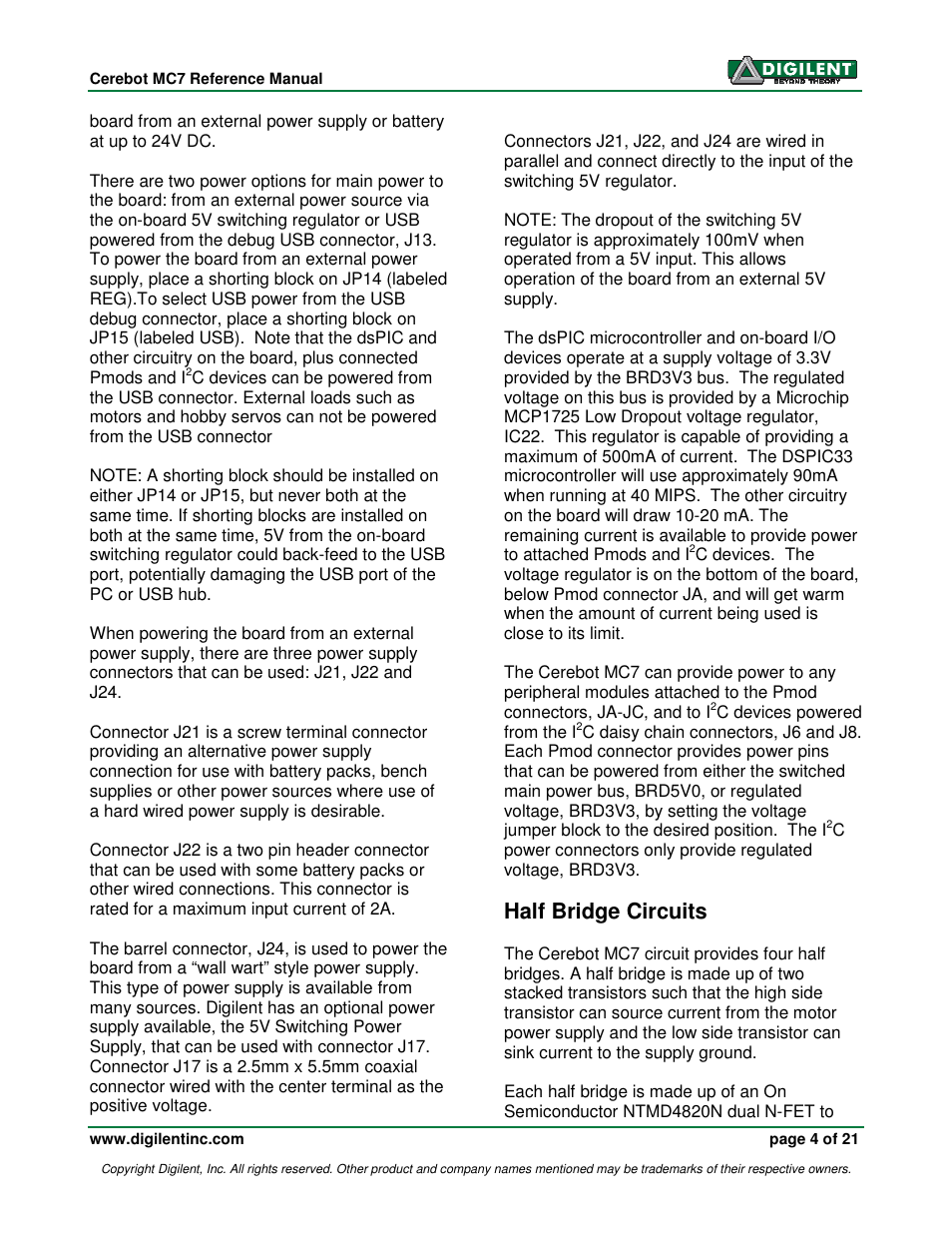 Half bridge circuits | Digilent 410-185P-KIT User Manual | Page 4 / 21