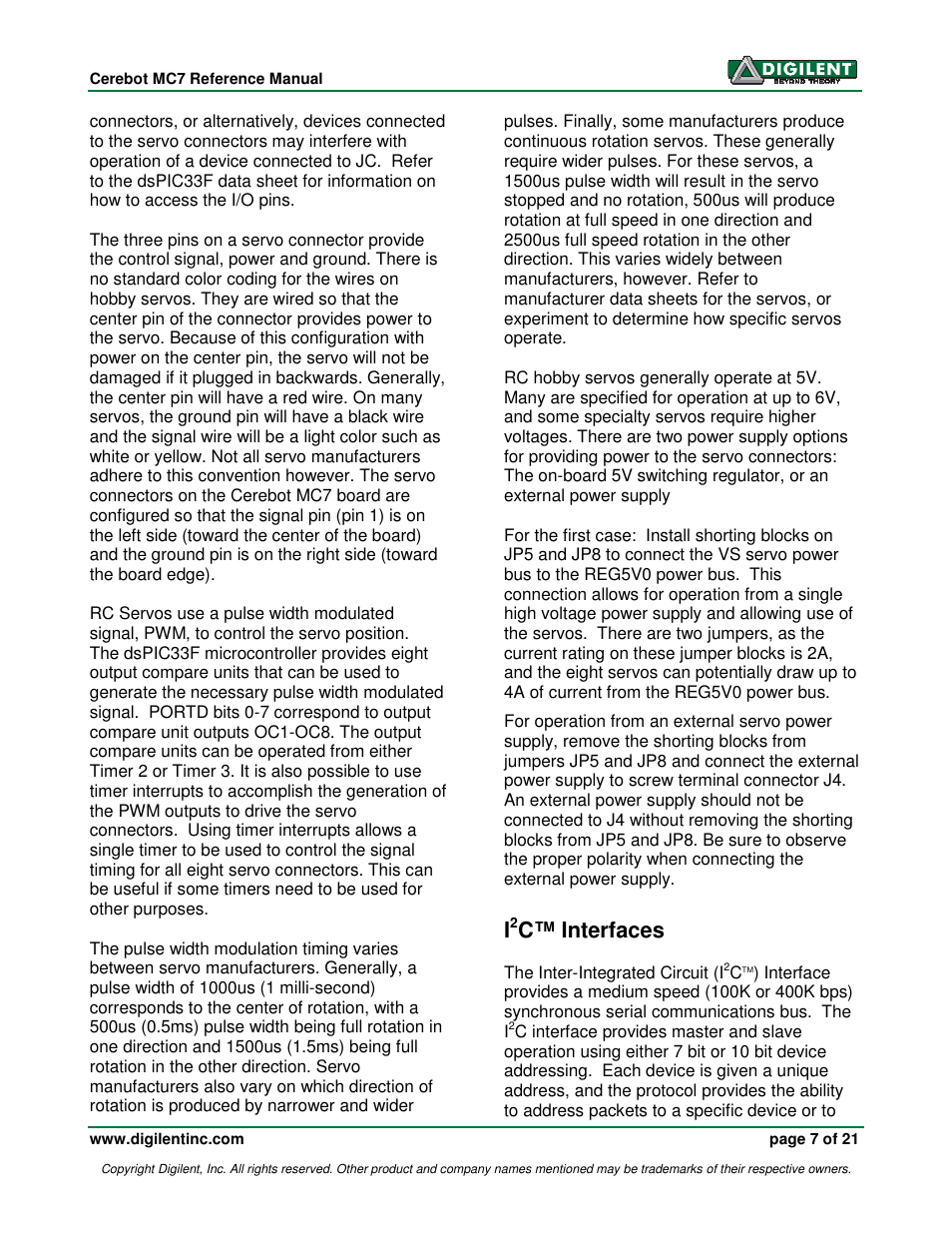C™ interfaces | Digilent 410-185P-KIT User Manual | Page 7 / 21