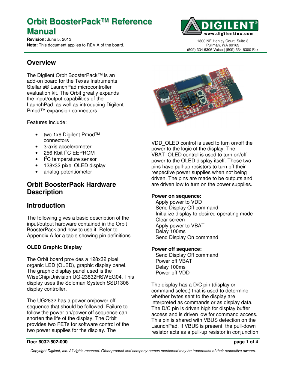 Digilent 6032-410-000P-BOARD User Manual | 4 pages