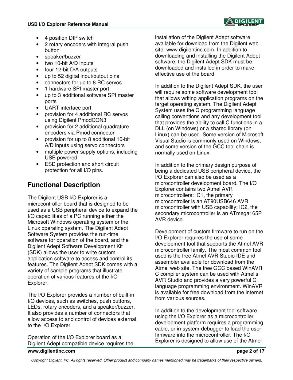 Functional description | Digilent 410-174P User Manual | Page 2 / 17