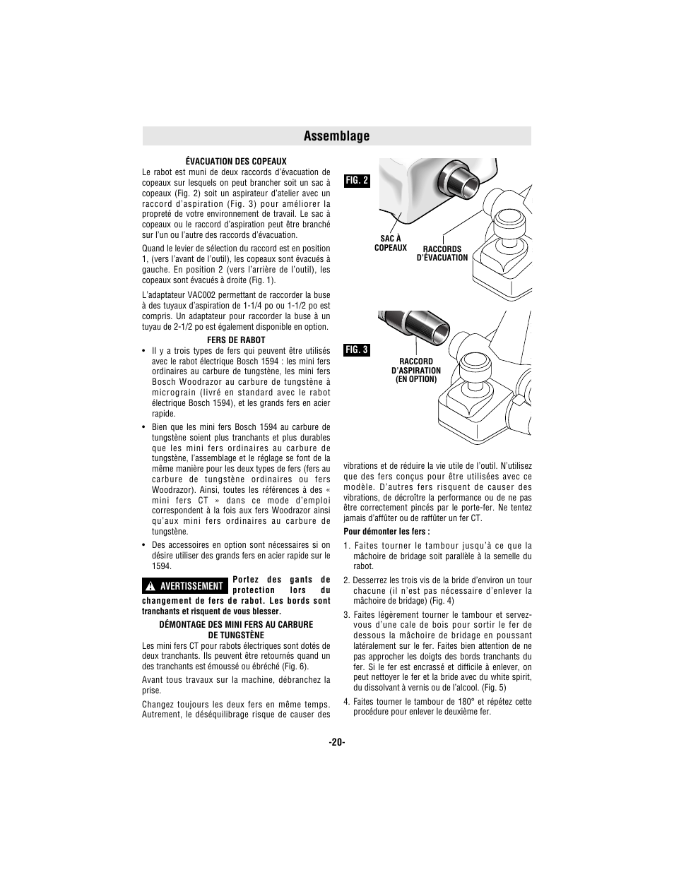 Assemblage | Bosch 1594 User Manual | Page 20 / 44